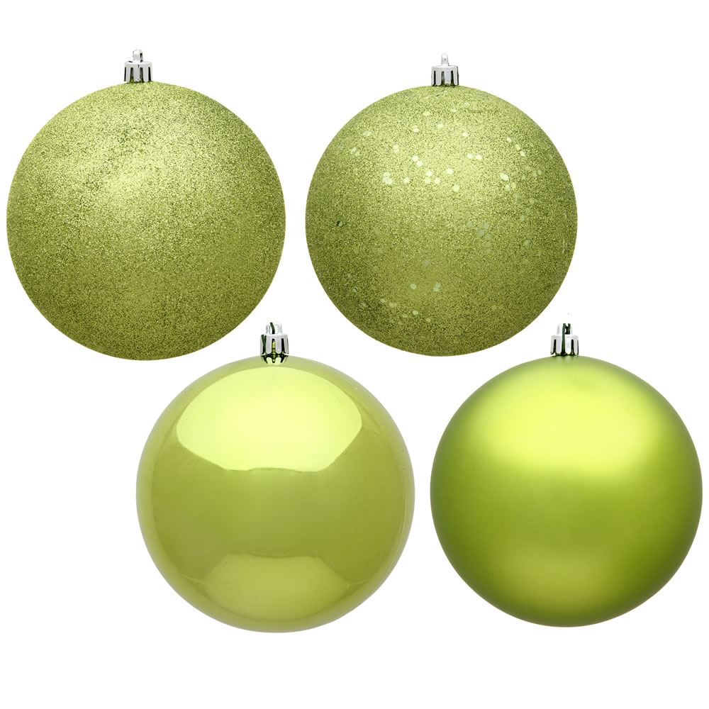 3 in. Lime 4 Finish Assorted Color Christmas Ornament Ball - 32 per Box