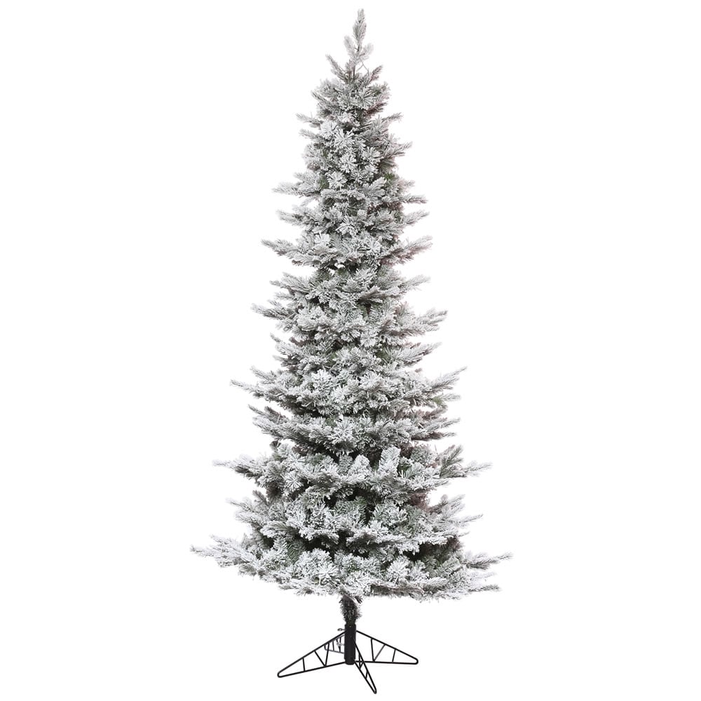 6.5 ft. x 39 in. Flocked Kiana Pine Slim Christmas Tree with 1385 Tips