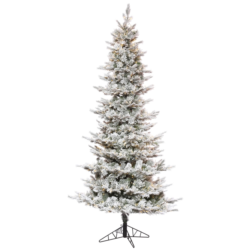 10 ft. x 58 in. Flocked Kiana Christmas Tree with 3 mm & 2300 Warm White - Green - 10 ft. x 58 in -  Drop Ship Baskets, GI3249653