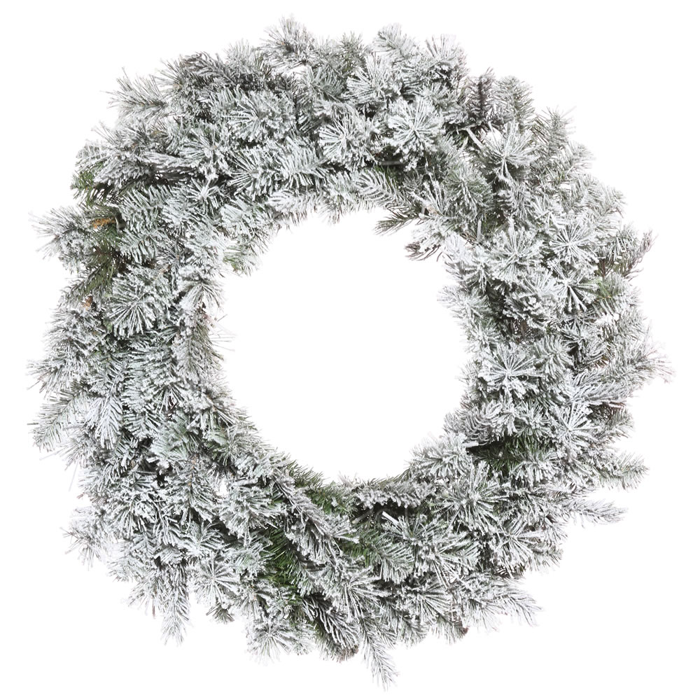 30 in. Flocked Kiana Green Wreath with 275 Tips Light