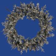 Picture of Vickerman K173537LED 36 in. Flocked Kiana Green Wreath with 100 Warm White Dura Light
