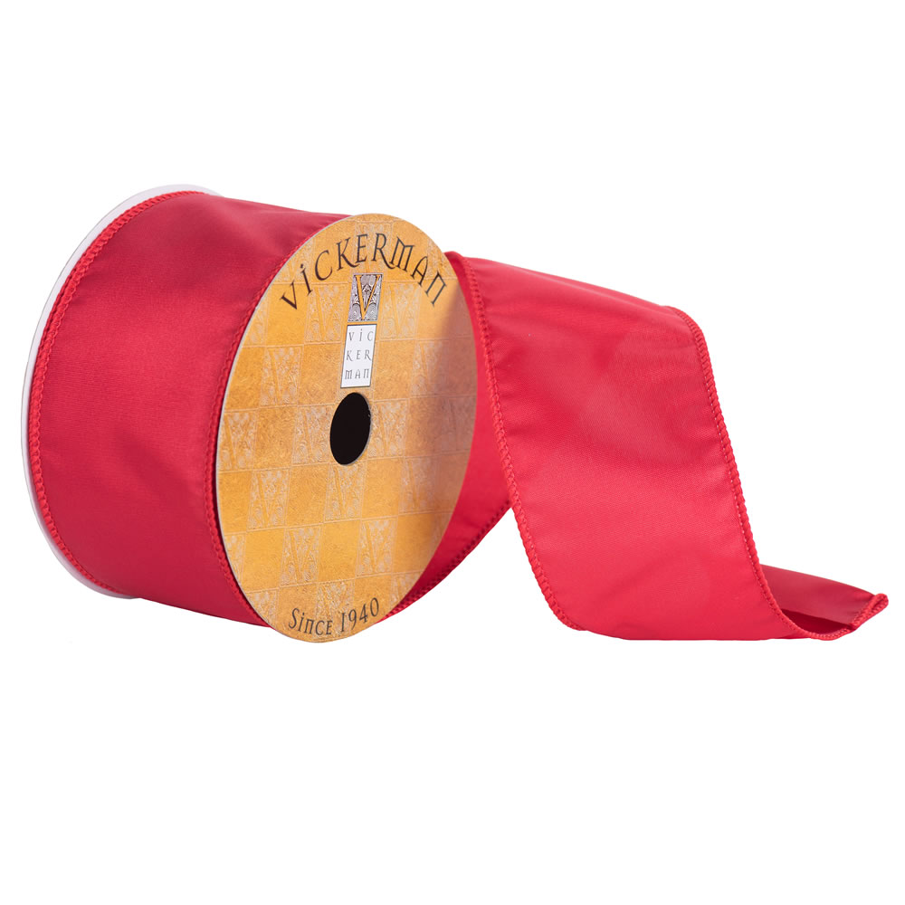 2.5 in. x 10 Yard Red Nylon Wired Edge Ribbon