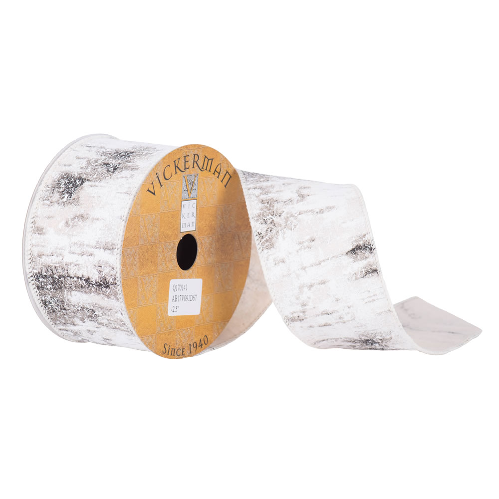 2.5 in. x 10 Yard Birch Print Wired Edge Ribbon