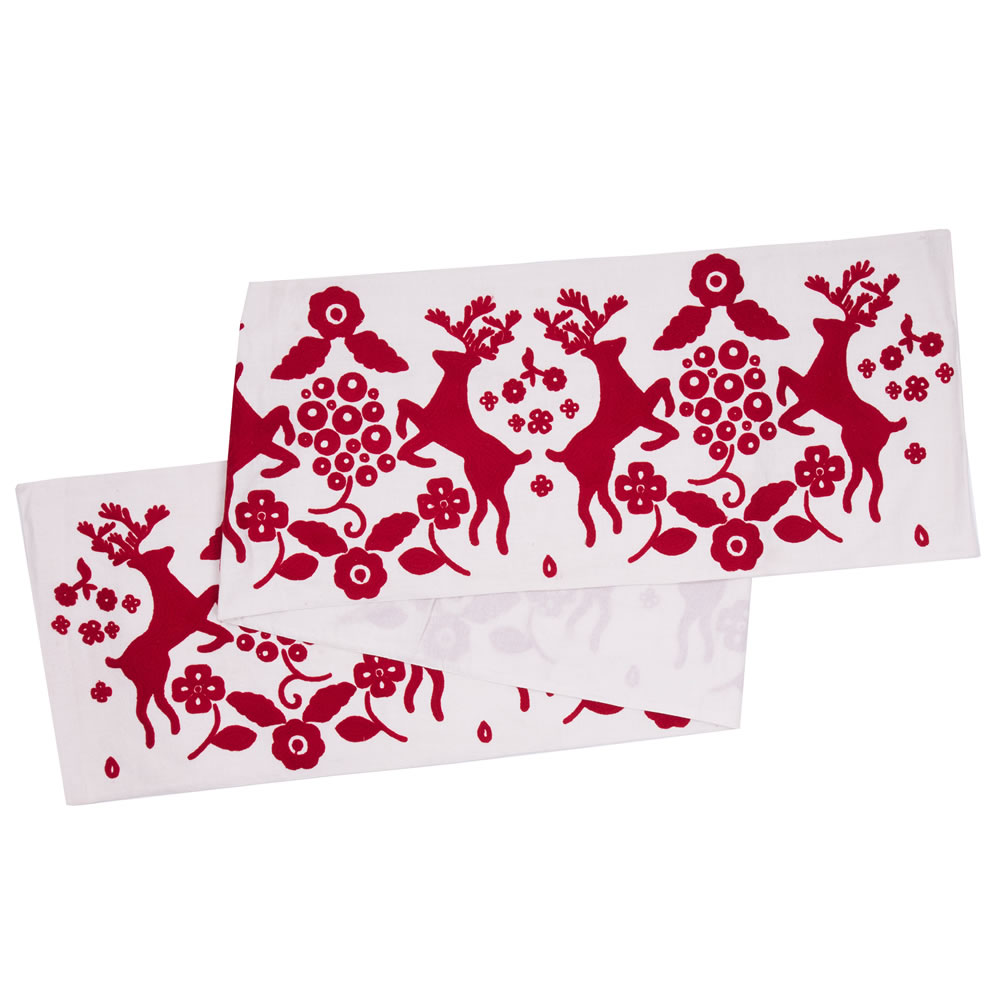 12 x 60 in. Scandia Christmas Table Runner - White