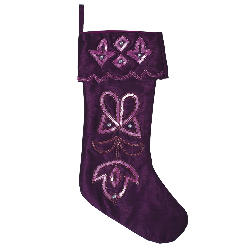 8 x 19 in. Dark Purple Romance Collection Stocking