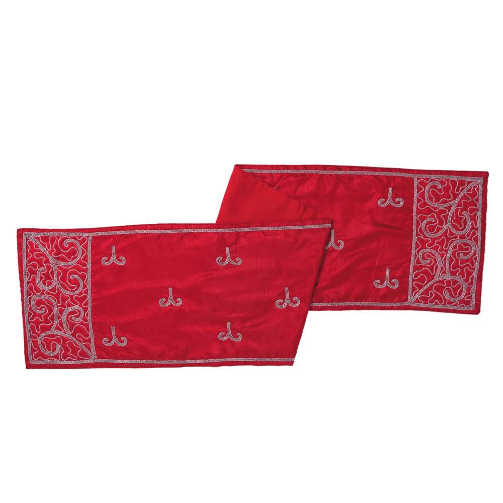 Filigree Scroll Table Runner - Red - 14 x 90 in.