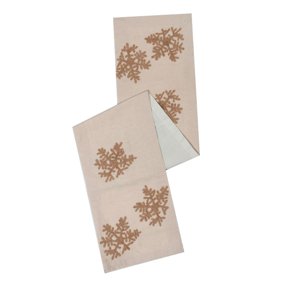 12 x 60 in. Falling Flakes Table Runner - Ecru