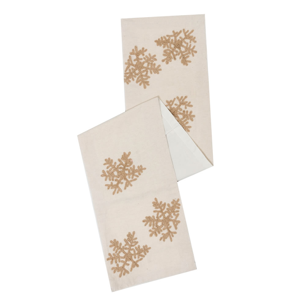 14 x 90 in. Falling Flakes Table Runner - Ecru