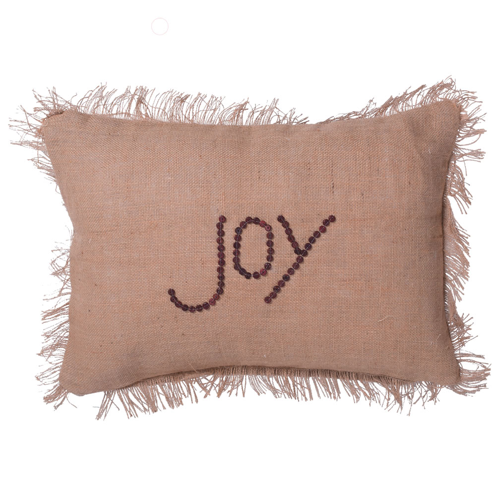 QTX17511 14 x 20 in. Tan Holiday Words Joy Pillow