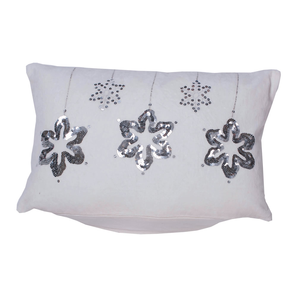 QTX17542 12 x 20 in. Silver Flakes White Pillow