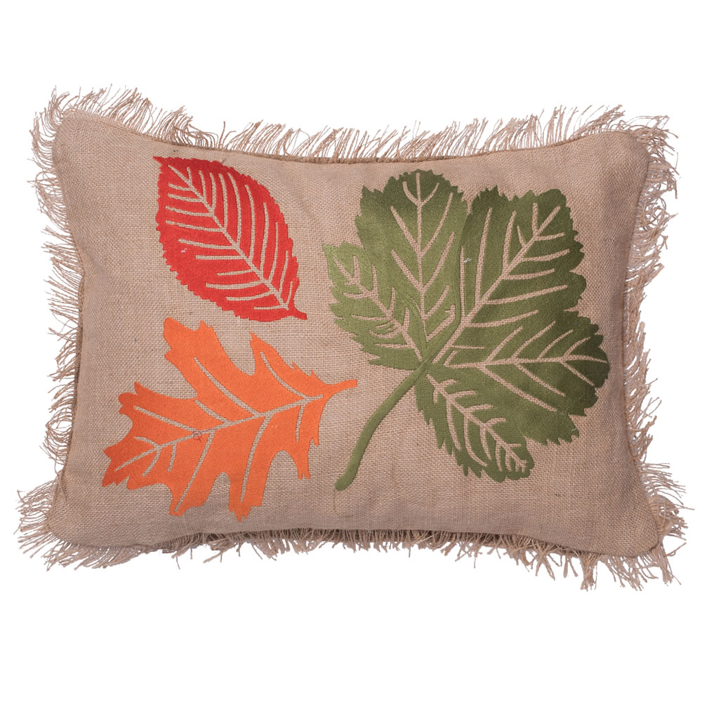 18 x 18 in. Tan Harvest Leaves Pillow