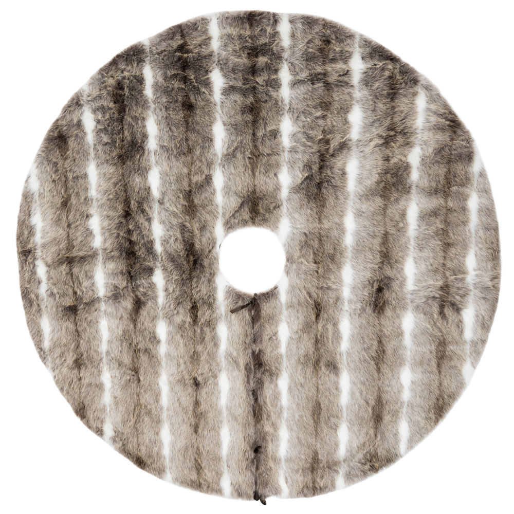 60 in. Brown & White Snow Mink Collection Tree Skirt
