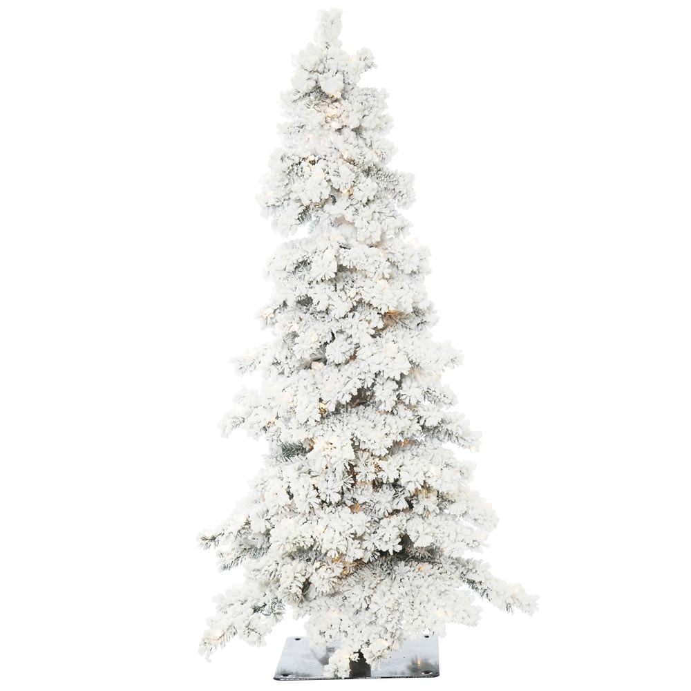 A806241LED 4 ft. x 29 in. Flocked White on Green Spruce Christmas Tree with 150 Warm White Dura LED Light -  Vickerman