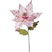 24 in. Polyester Poinsettia Pink Flower Stem - 3 per Bag