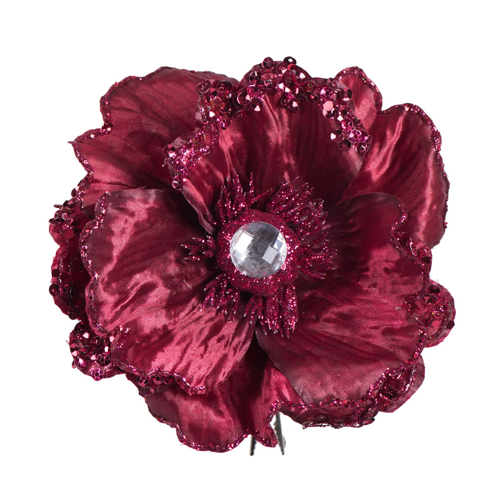 5 in. Burgundy Wild Poppy Head Clip - 3 per Bag
