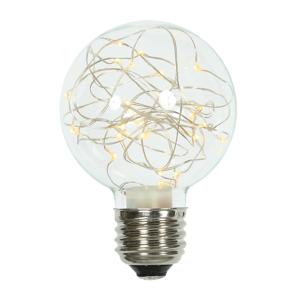 25Lt Warm White Twinkle G95 Fairy Light Bulb E26 Brass Base - 95 mm