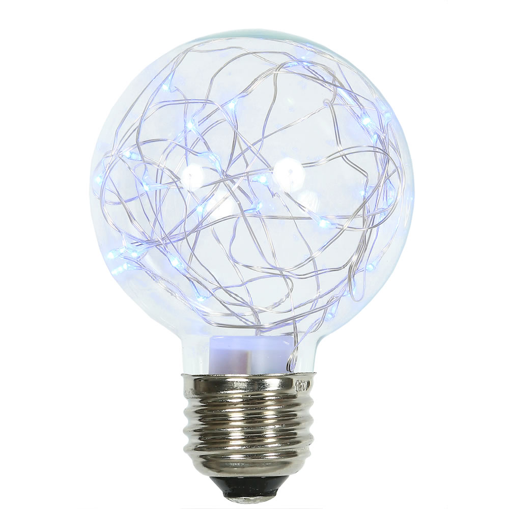 25Lt Blue Twinkle G95 Fairy Light Bulb E26 Brass Base - 95 mm