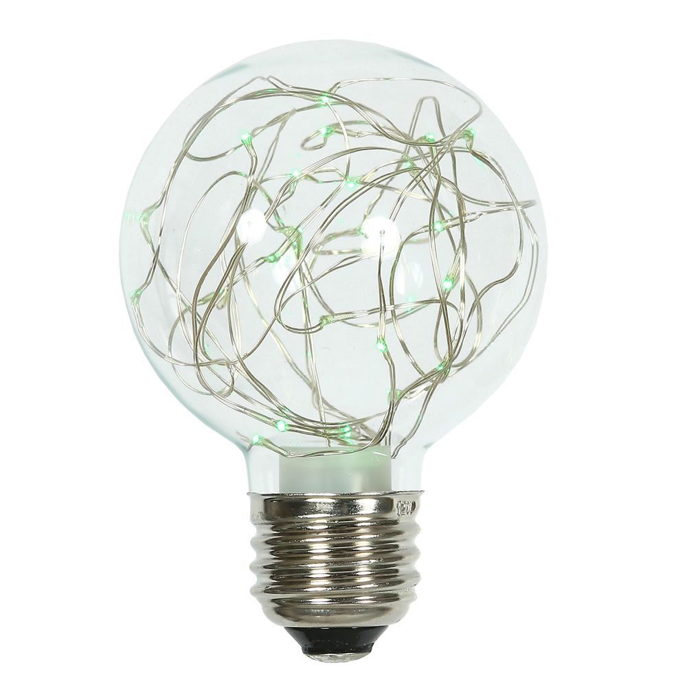 25Lt Green Twinkle G95 Fairy Light Bulb E26 Brass Base - 95 mm