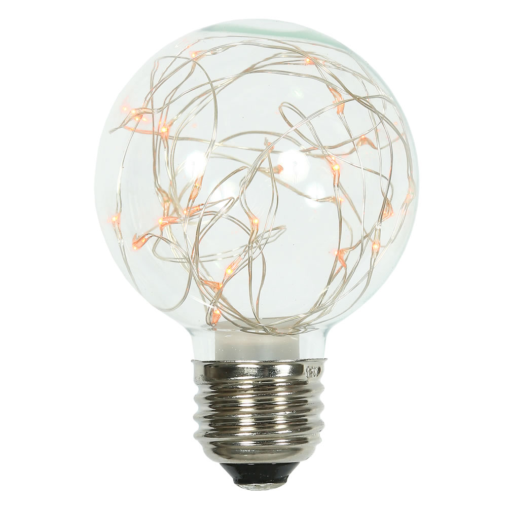 25Lt Amber Twinkle G95 Fairy Light Bulb E26 Brass Base - 95 mm
