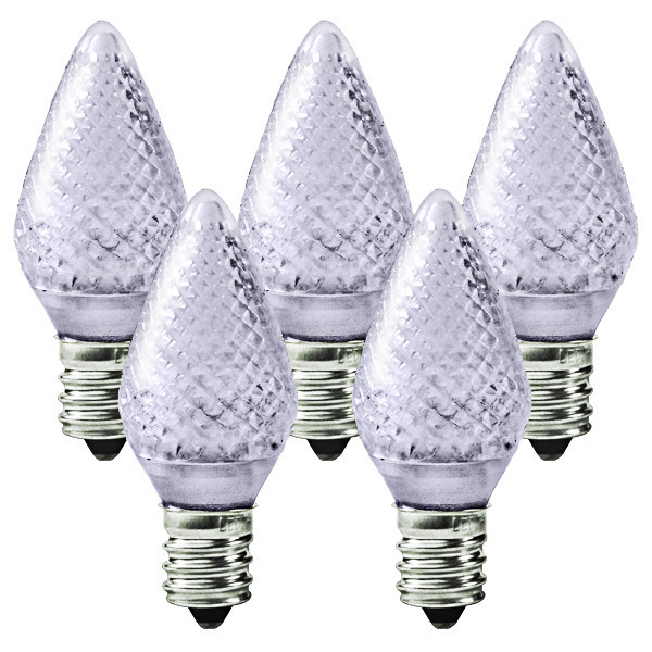 E12 & C7 Pure White Twinkle Transparent LED Bulb - 25