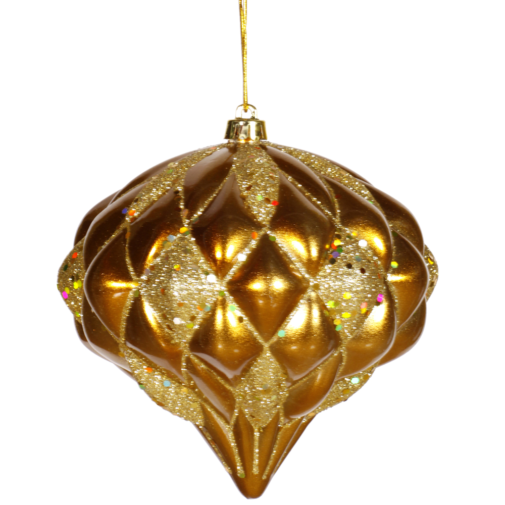 5.7 in. Antique Gold Matte Glitter Diamond Ornament