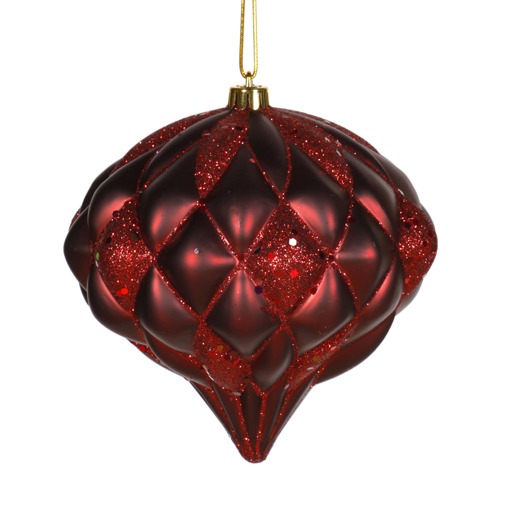 5.7 in. Burgundy Matte Glitter Diamond Ornament