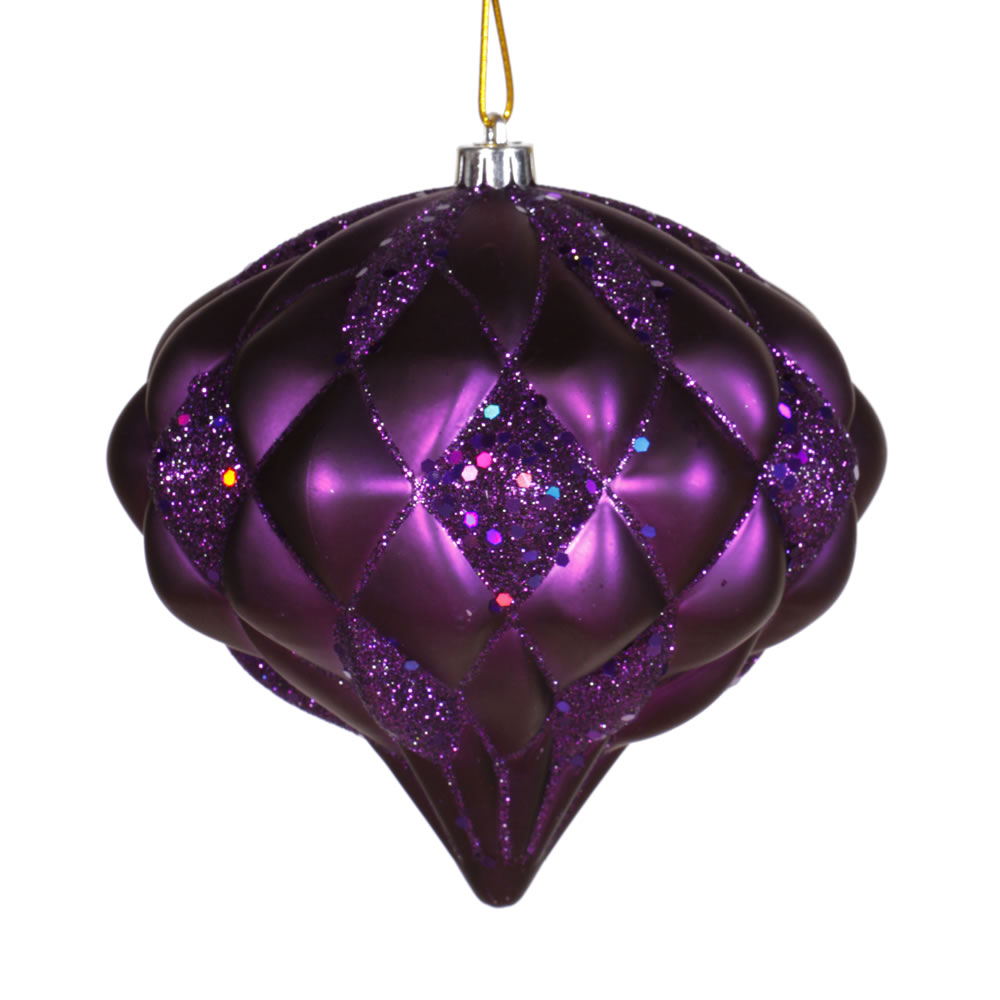 5.7 in. Purple Matte Glitter Diamond Ornament