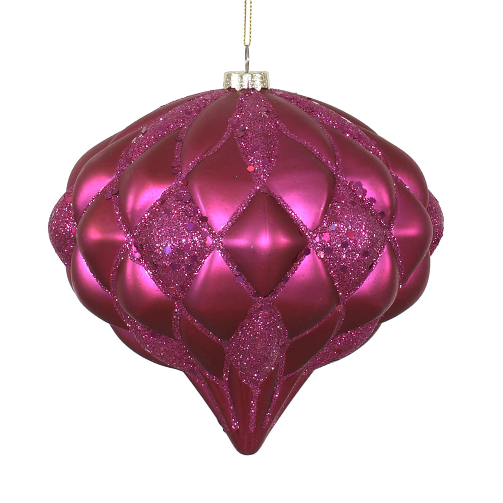 5.7 in. Fuchsia Matte Glitter Diamond Ornament