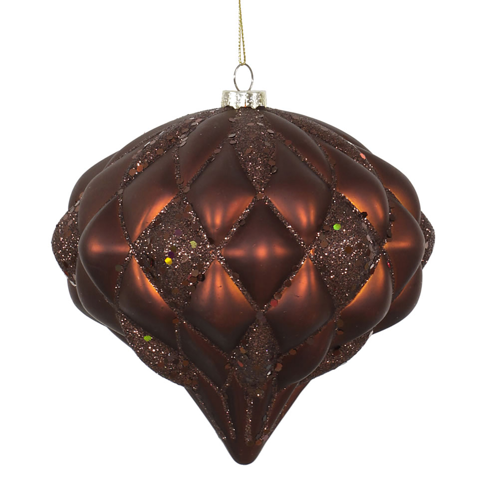 5.7 in. Copper Matte Glitter Diamond Ornament