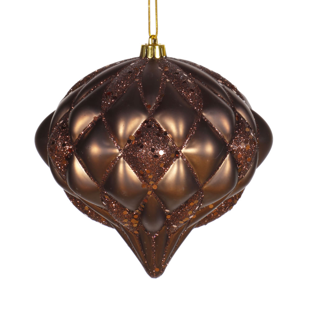 5.7 in. Chocolate Matte Glitter Diamond Ornament