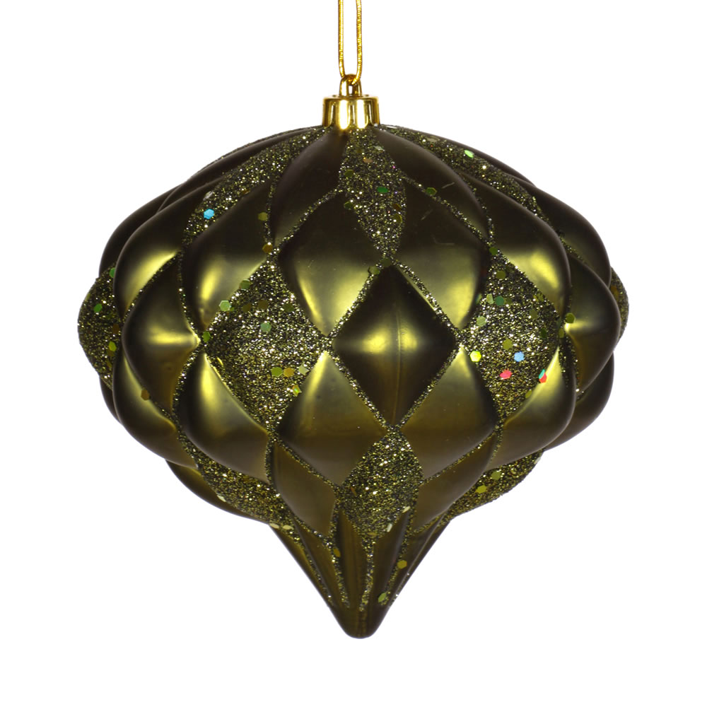 5.7 in. Dark Olive Matte Glitter Diamond Ornament