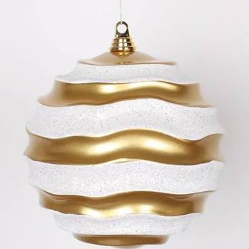 M132058 6 in. Rose Gold Candy Glitter Wave Ornament Ball