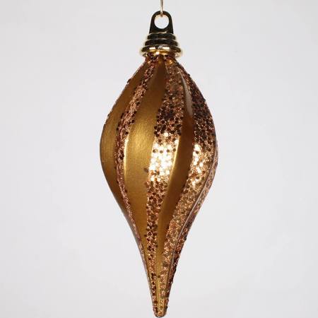 M132558 8 in. Rose Gold Candy Glitter Swirl Drop Ornament