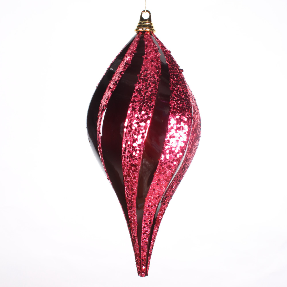 8 in. Burgundy Candy Glitter Swirl Drop Ornament