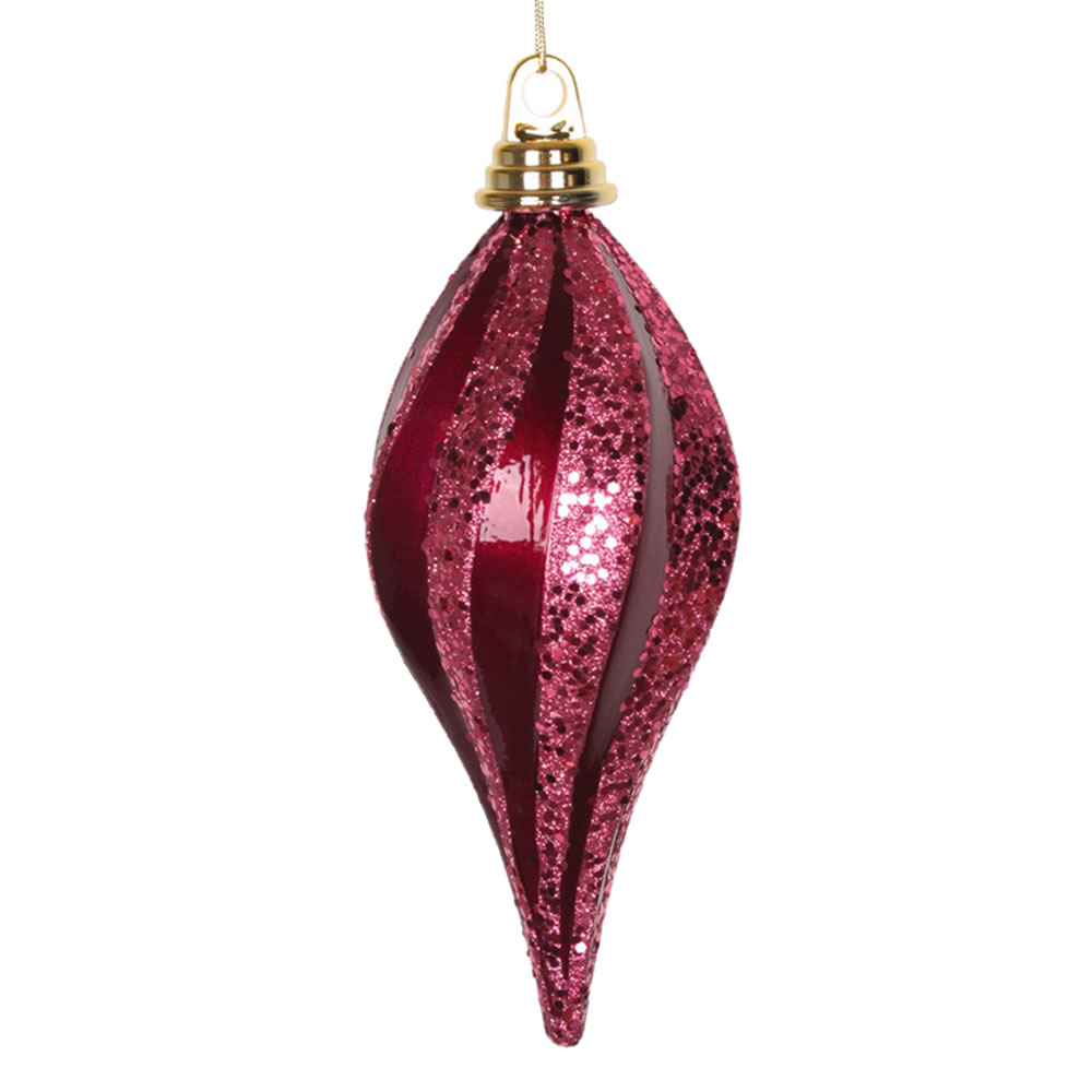 8 in. Fuchsia Candy Glitter Swirl Drop Ornament