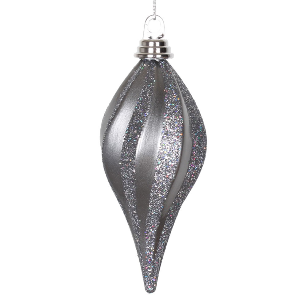 8 in. Pewter Candy Glitter Swirl Drop Ornament