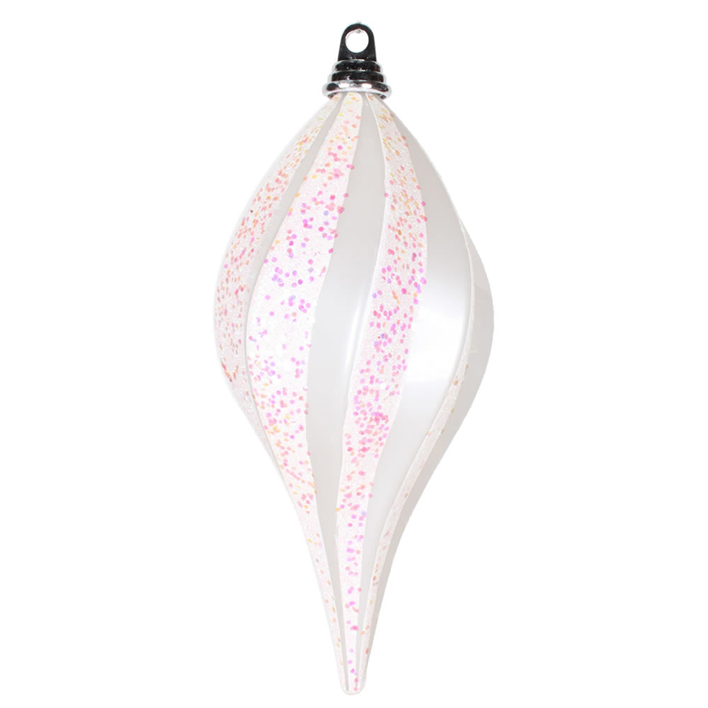 12 in. White Candy Glitter Swirl Drop Ornament