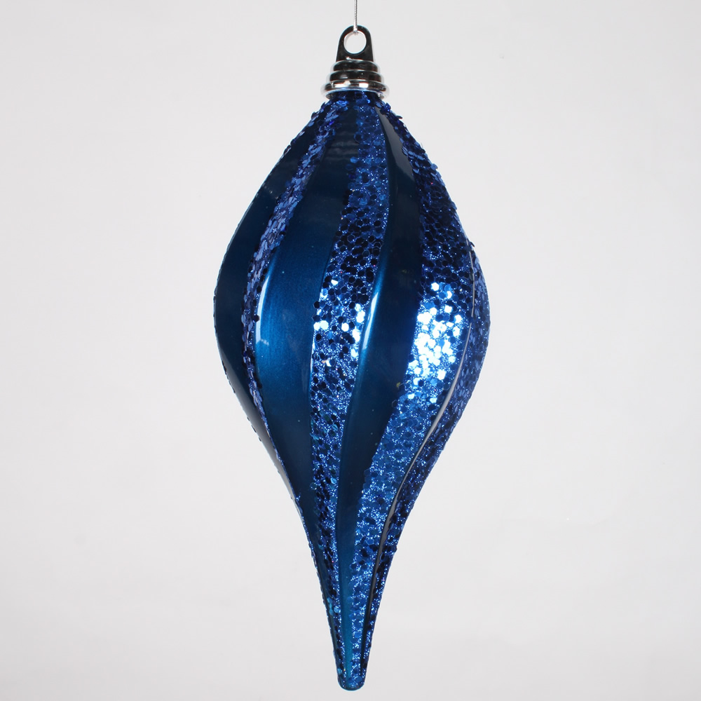 12 in. Sea Blue Candy Glitter Swirl Drop Ornament