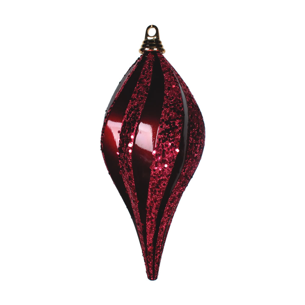 12 in. Burgundy Candy Glitter Swirl Drop Ornament