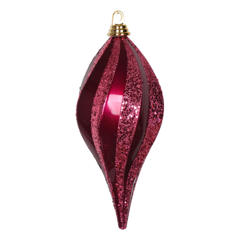 M132670 12 in. Fuchsia Candy Glitter Swirl Drop Ornament