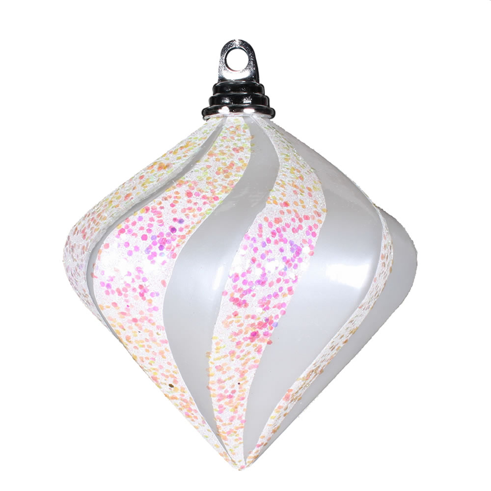 6 in. White Candy Glitter Swirl Diamond Ornament