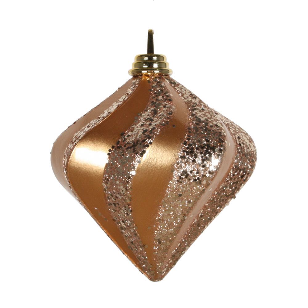 6 in. Rose Gold Candy Glittr Swirl Diamond Ornament