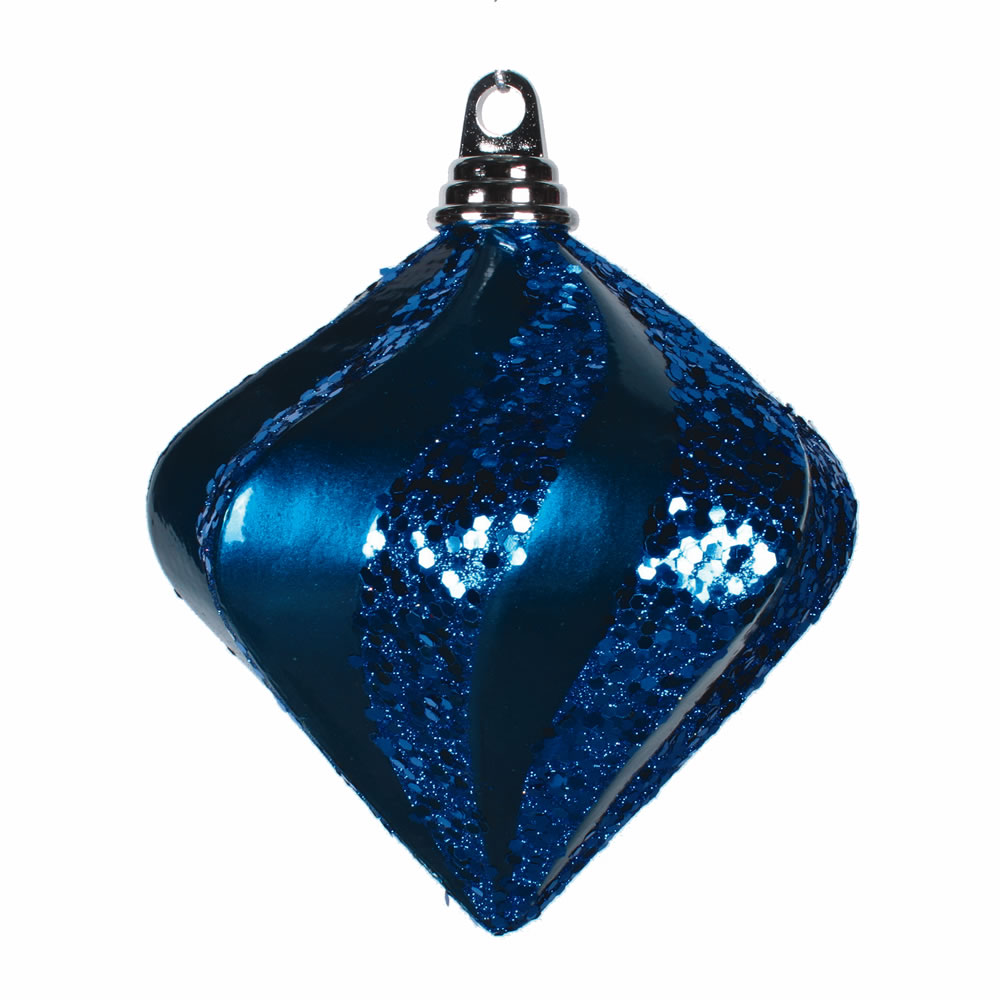 6 in. Sea Blue Candy Glitter Swirl Diamond Ornament