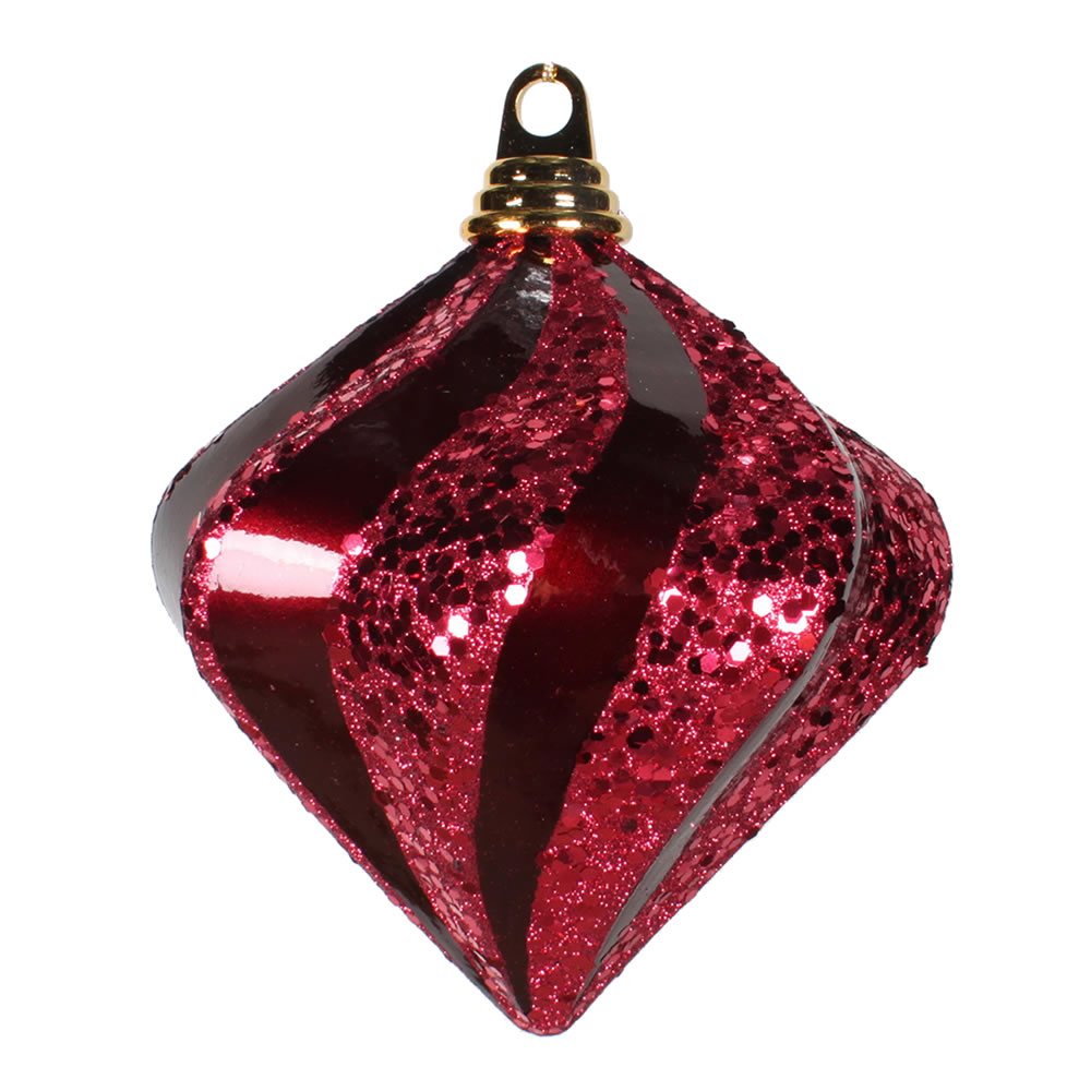 6 in. Burgundy Candy Glitter Swirl Diamond Ornament