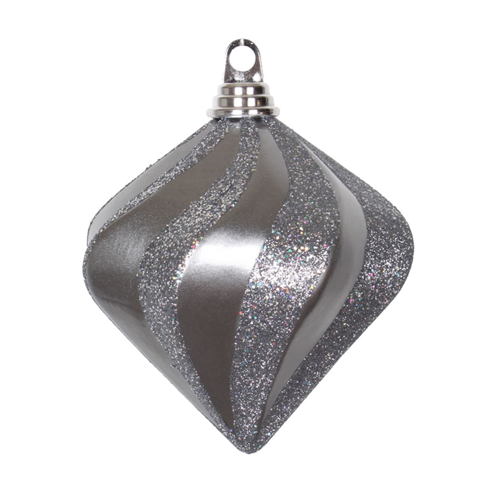 6 in. Pewter Candy Glitter Swirl Diamond Ornament