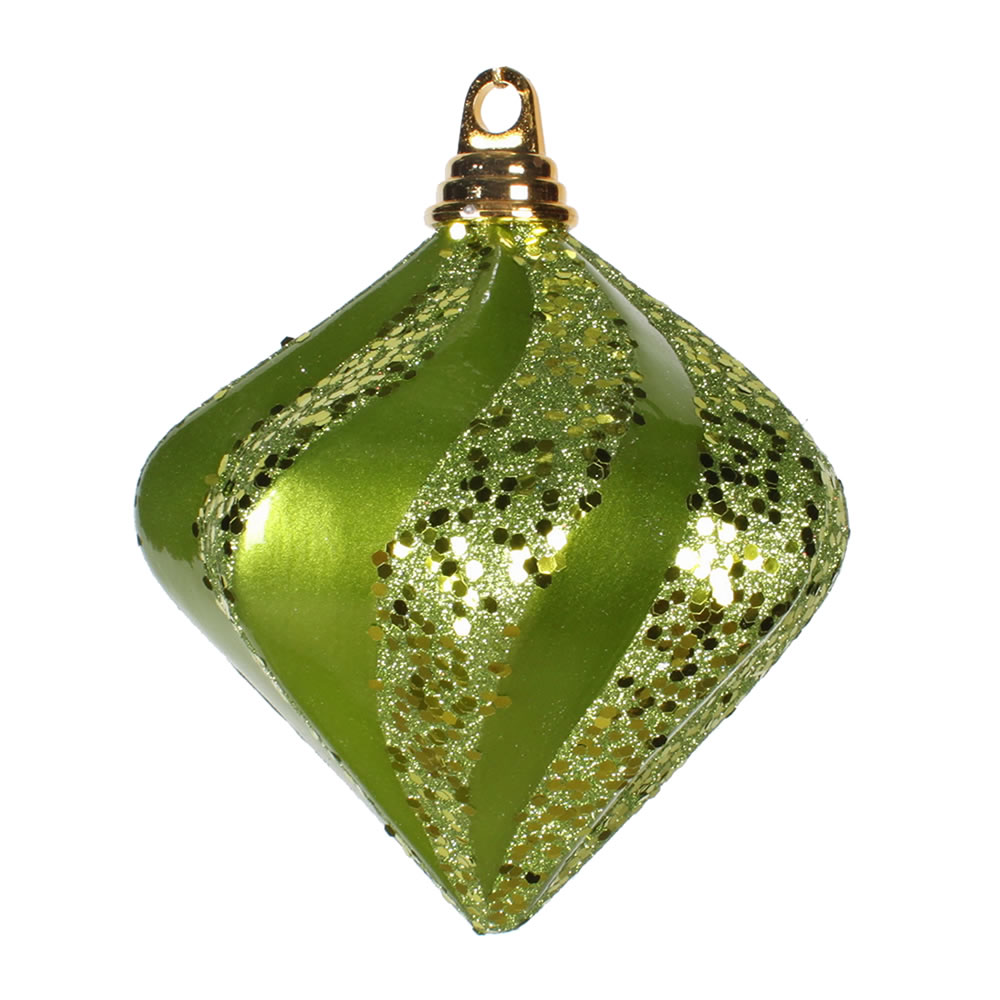 M1332LM 6 in. Lime Candy Glitter Swirl Diamond Ornament