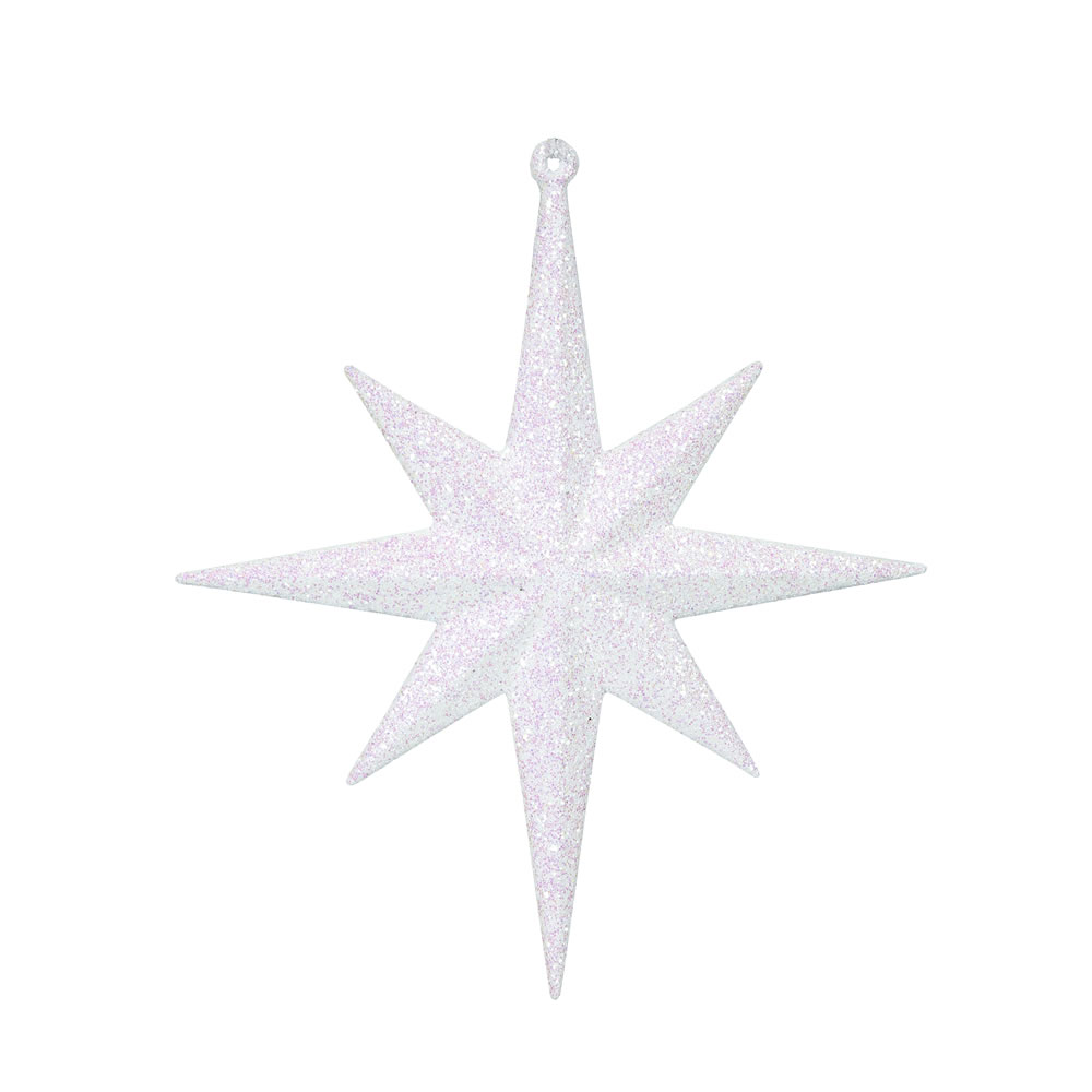 8 in. White Glitter Bethlehem Star Ornament - 4 per Box