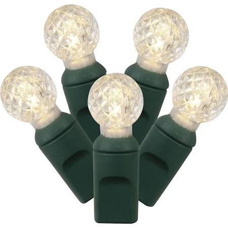 X8G6501PBG 50Lt LED Bulb Warm White & Green Wire Wide Angle End Connecting Light Set - 8 in. x 34 ft. LED Bulb -  Vickerman