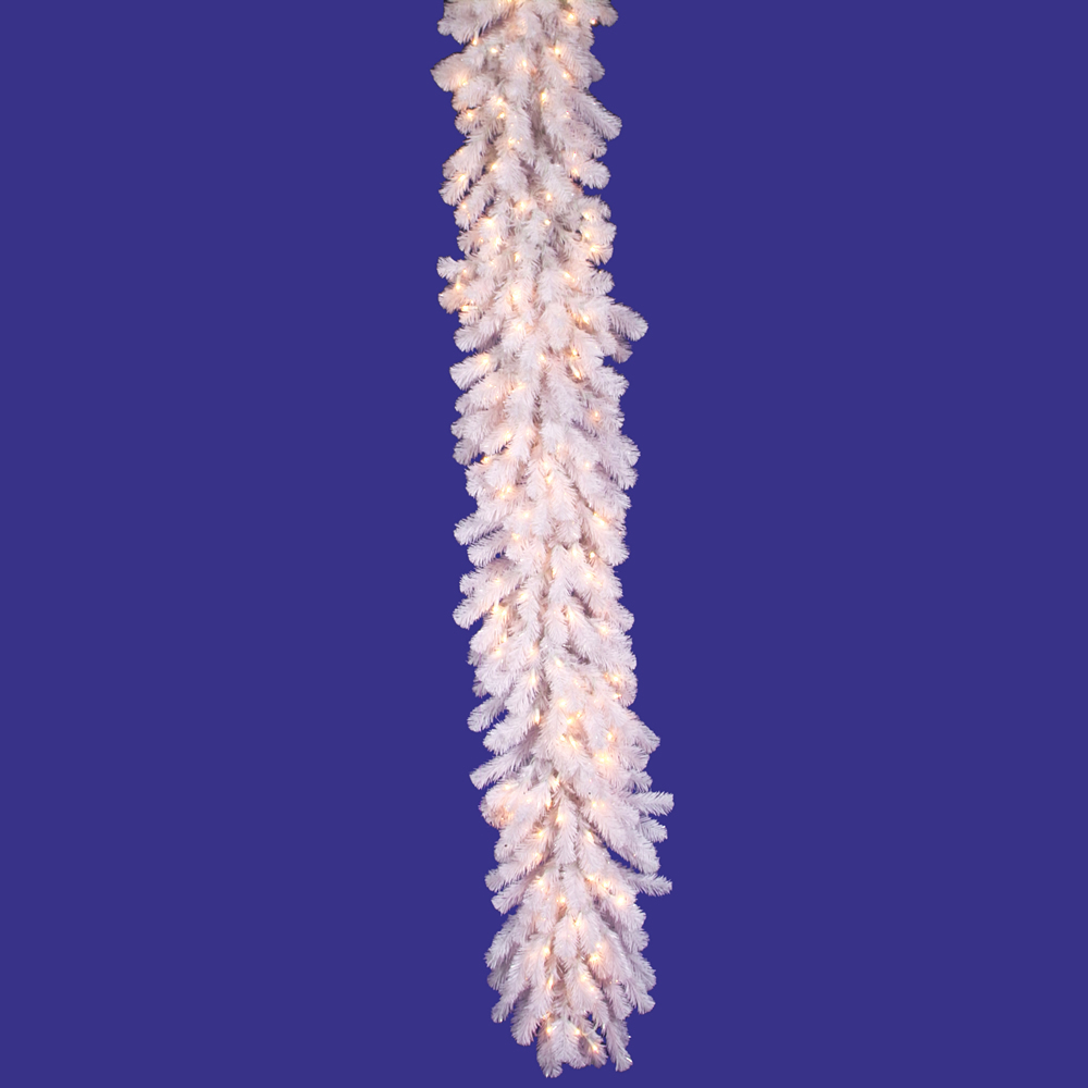 9 ft. x 20 in. Crystal White Garland with 200 Warm White Dura LED Light