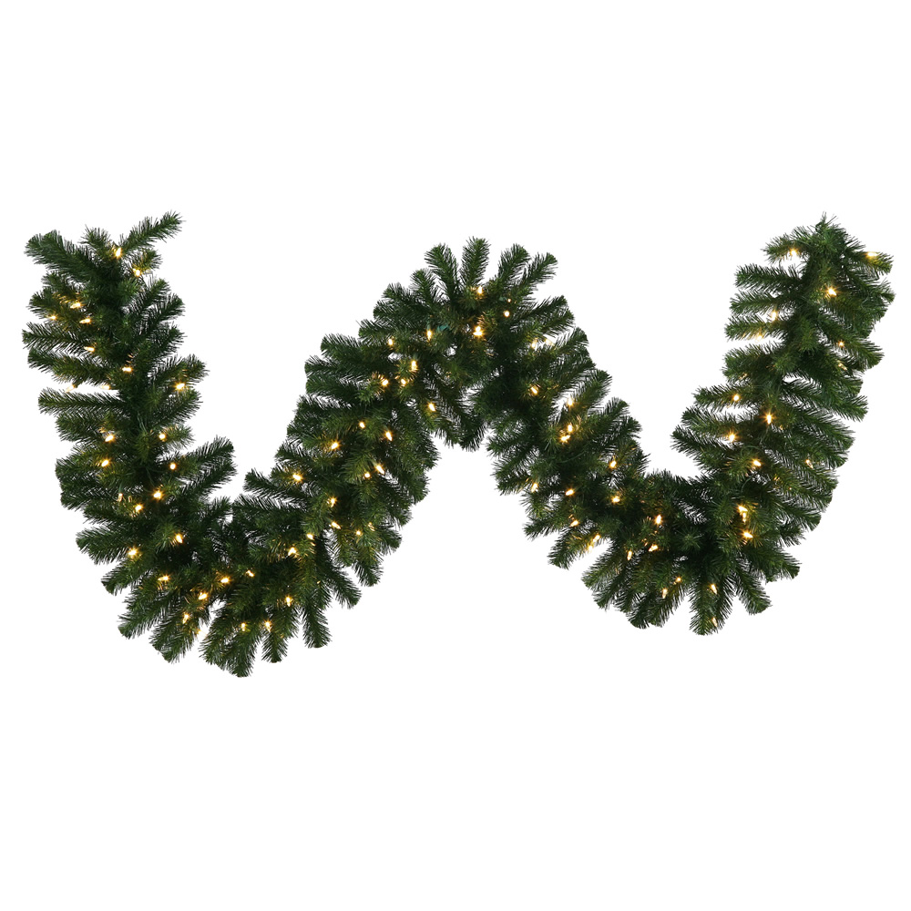 9 ft. x 14 in. Douglas Fir Garland with 260 Tips & 100 Warm White Mini LED Light